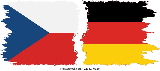 Conexión de banderas grises de Alemania y la República Checa, vector
