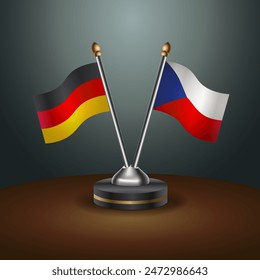 Germany and Czech Republic table flags relation with gradient backgrund. Vector Illustration