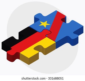 Germany and Democratic Republic Congo Flags in puzzle isolated on white background