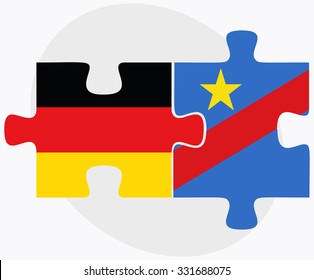 Germany and Democratic Republic Congo Flags in puzzle isolated on white background