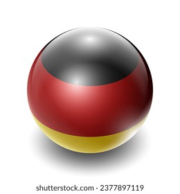 Germany (DEU) German Nation Flag 2.5D Isometric View, Glossy Sphere Design, Flag Symbol Icon, Button Presentation Element Template Isolated on White Background