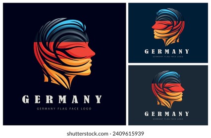 Germany Deutschland flag head face logo template design for brand or company