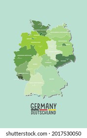 Germany (deutschland) vector map with regions and major cities