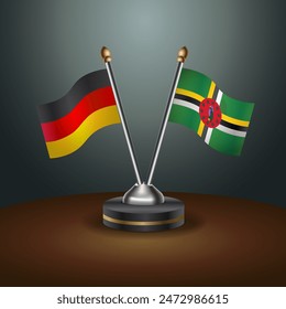 Germany and Dominica table flags relation with gradient backgrund. Vector Illustration