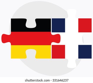 Germany and Dominican Republic Flags in puzzle isolated on white background