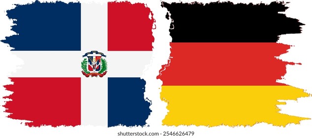 Germany and Dominican Republic grunge flags connection, vector