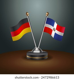 Germany and Dominican Republic table flags relation with gradient backgrund. Vector Illustration