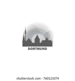 Germany Dortmund black white sunrise sunset city panorama landscape horizon buildings skyline flat icon logo