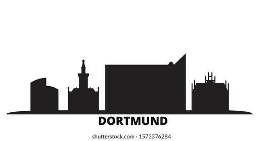 Germany, Dortmund city skyline isolated vector illustration. Germany, Dortmund travel black cityscape