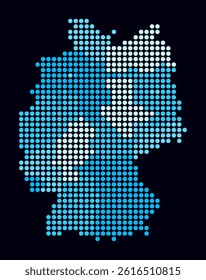 Germany dotted map. Digital style map of the country on dark background. Germany shape with circle dots. Colored dots style. Large size circles. Creative vector illustration.