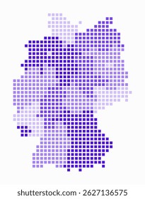 Germany dotted map. Digital style map of the country on white background. Germany shape with square dots. Colored dots style. Large size squares. Trending vector illustration.