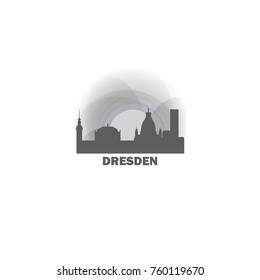 Germany Dresden black white sunrise sunset city panorama landscape horizon buildings skyline flat icon logo