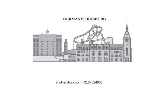 Alemania, el horizonte de la ciudad de Duisburgo ilustraciones vectoriales aisladas, íconos