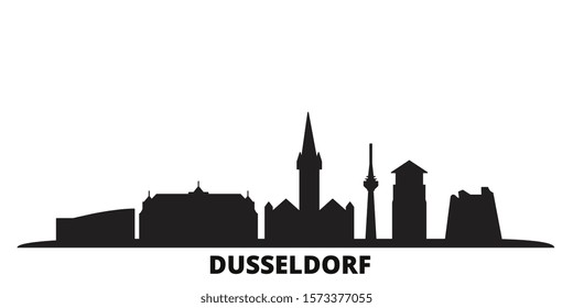 Germany, Dusseldorf city skyline isolated vector illustration. Germany, Dusseldorf travel black cityscape