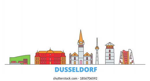 Germany, Dusseldorf line cityscape, flat vector. Travel city landmark, oultine illustration, line world icons