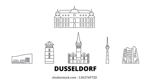 Germany, Dusseldorf line travel skyline set. Germany, Dusseldorf outline city vector illustration, symbol, travel sights, landmarks.