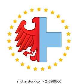 Germany eagle and Medical logo icon design template with red cross 