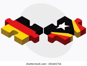 Germany and East Timor Flags in puzzle isolated on white background