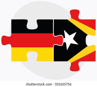 Germany and East Timor Flags in puzzle isolated on white background