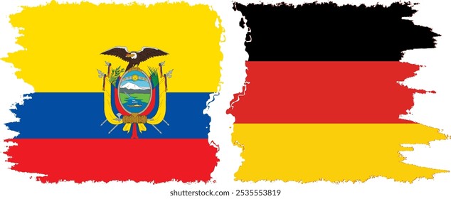 Alemania y Ecuador: conexión de banderas grunge, Vector