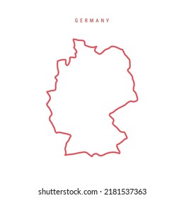 Germany editable outline map. German red border. Country name. Adjust line weight. Change to any color. Vector illustration.