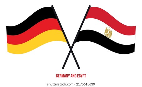 Germany and Egypt Flags Crossed And Waving Flat Style. Official Proportion. Correct Colors.