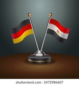 Germany and EGYPT table flags relation with gradient backgrund. Vector Illustration