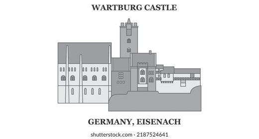 Germany, Eisenach Wartburg Castle city skyline isolated vector illustration, icons