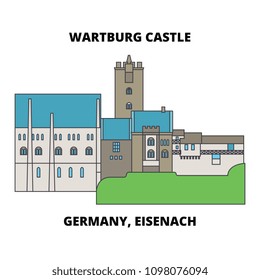 Germany, Eisenach  Wartburg Castle line icon concept. Germany, Eisenach  Wartburg Castle flat vector sign, symbol, illustration.