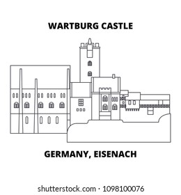 Germany, Eisenach  Wartburg Castle line icon concept. Germany, Eisenach  Wartburg Castle linear vector sign, symbol, illustration.