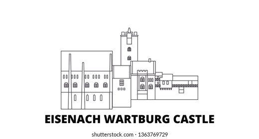 Germany, Eisenach  Wartburg Castle line travel skyline set. Germany, Eisenach  Wartburg Castle outline city vector illustration, symbol, travel sights, landmarks.