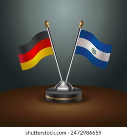 Germany and El Salvador table flags relation with gradient backgrund. Vector Illustration