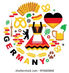 Germany elements collection. Oktoberfest festival. Vector illustration