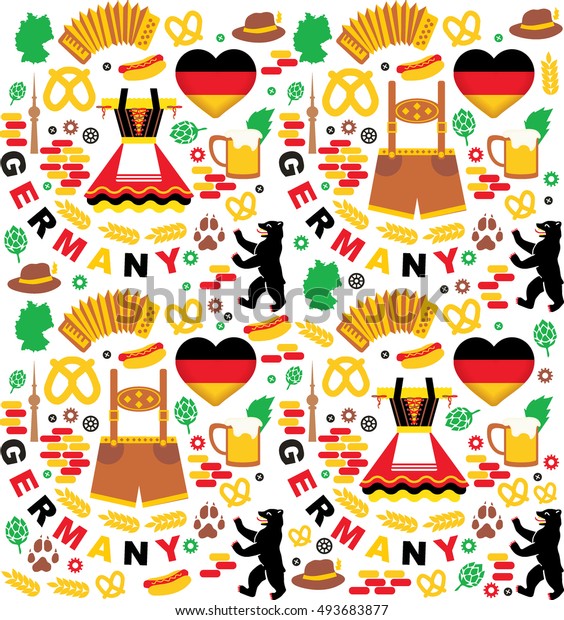 Germany Elements Collection Seamless Patern Oktoberfest Stock Vector ...