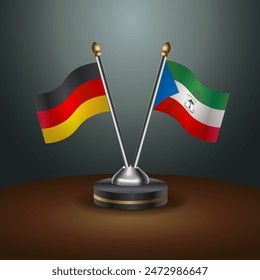 Germany and Equatorial Guinea table flags relation with gradient backgrund. Vector Illustration