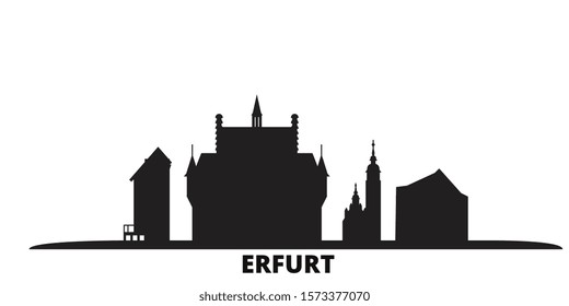 Germany, Erfurt city skyline isolated vector illustration. Germany, Erfurt travel black cityscape
