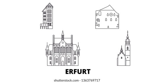 Germany, Erfurt line travel skyline set. Germany, Erfurt outline city vector illustration, symbol, travel sights, landmarks.