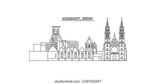 Alemania, Essen ciudad horizonte aislado ilustración vectorial, íconos