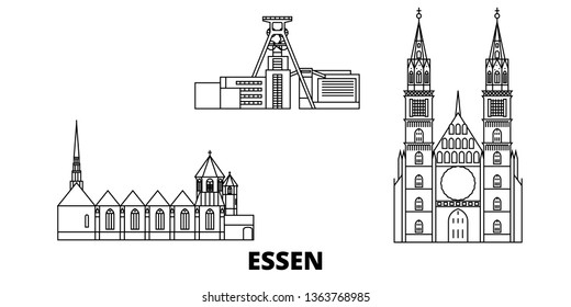 Germany, Essen line travel skyline set. Germany, Essen outline city vector illustration, symbol, travel sights, landmarks.