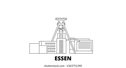 Germany, Essen, Zollverein Coal Mine Industrial Complex line travel skyline set. Germany, Essen, Zollverein Coal Mine Industrial Complex outline city vector illustration, symbol, travel sights