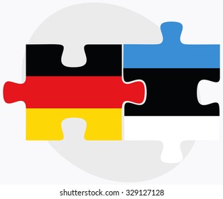 Germany and Estonia Flags in puzzle isolated on white background