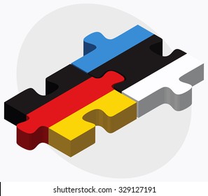 Germany and Estonia Flags in puzzle isolated on white background