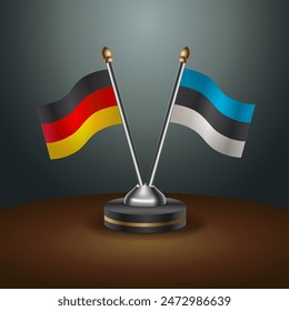 Germany and Estonia table flags relation with gradient backgrund. Vector Illustration