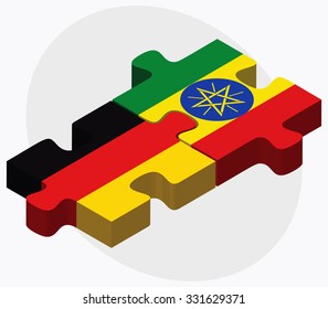 Germany and Ethiopia Flags in puzzle isolated on white background