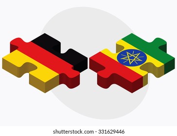 Germany and Ethiopia Flags in puzzle isolated on white background