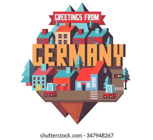 Germany in europe is a beautiful country to visit. vintage vector illustration.
