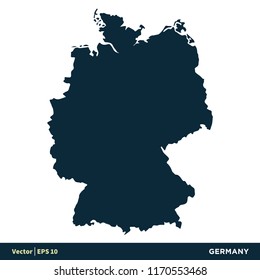 Alemania - Países de Europa Mapa del diseño de plantillas de icono vectorial. Vector EPS 10.