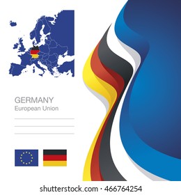 Germany European Union flag ribbon map abstract background