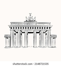 Germany famous landmark, hand drawn illustration of brandenburger gate

