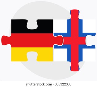 Germany and Faroe Islands Flags in puzzle isolated on white background